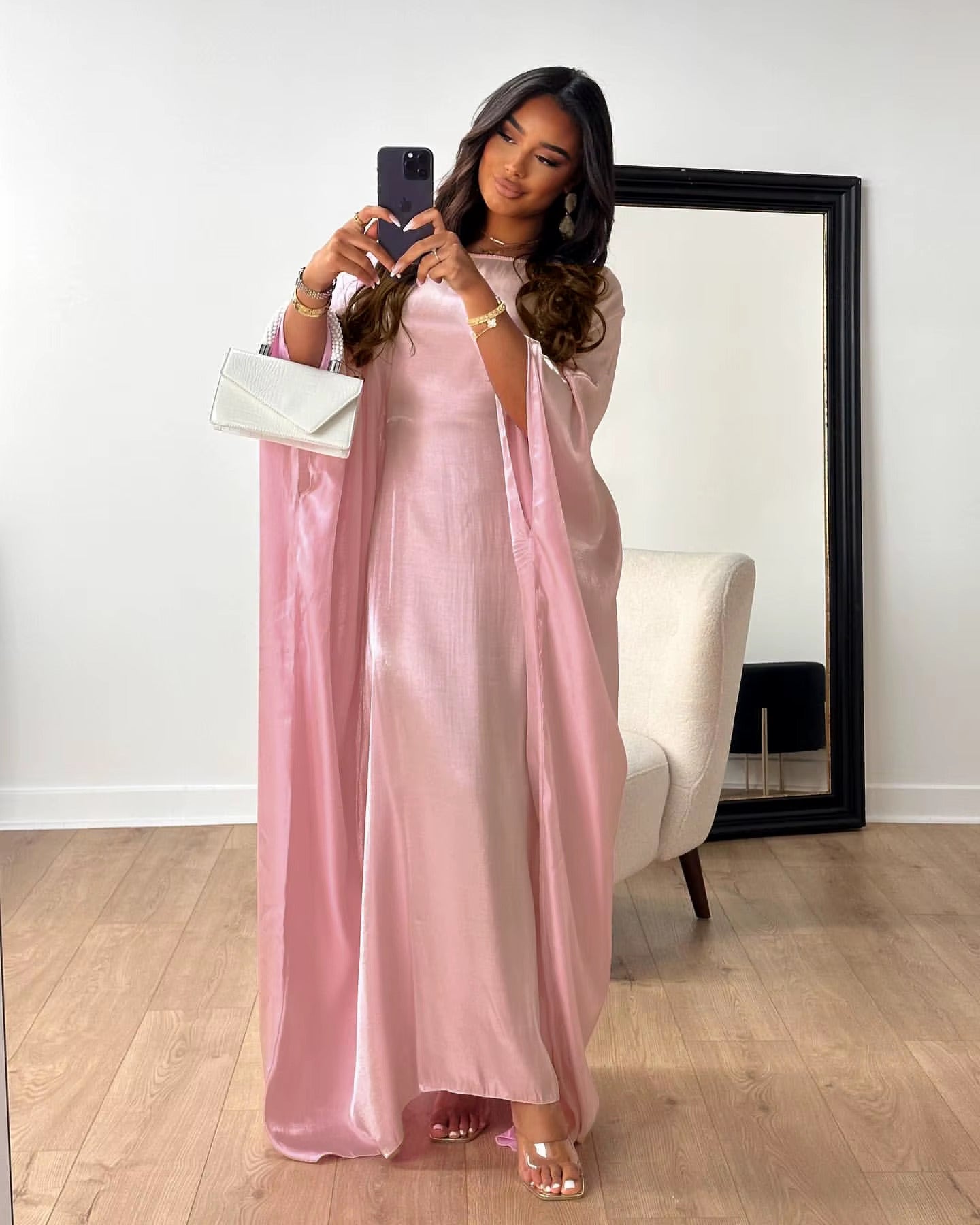 Butterfly Kaftan Abaya Dusty Rose