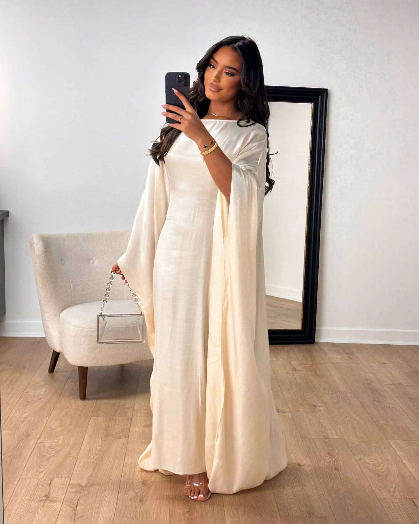 Butterfly Kaftan Abaya Champagne