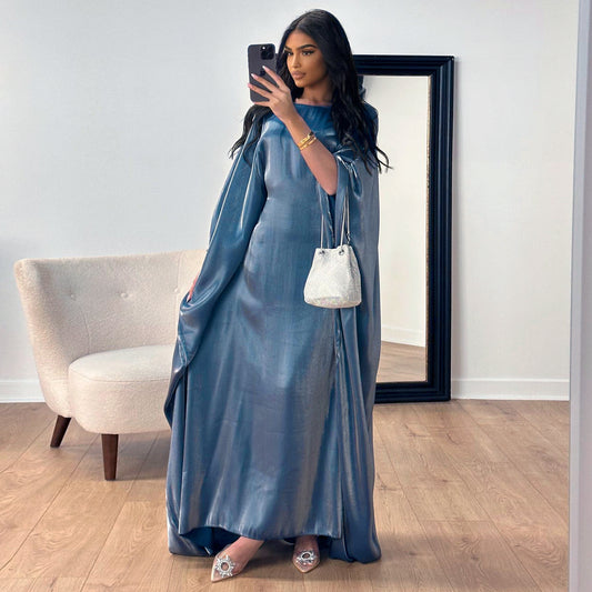 Butterfly Kaftan Abaya Steel Blue